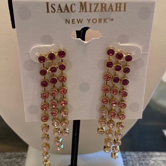 Isaac Mizrahi Tear drop Earrings NWT Pinkish color - Picture 1 of 7